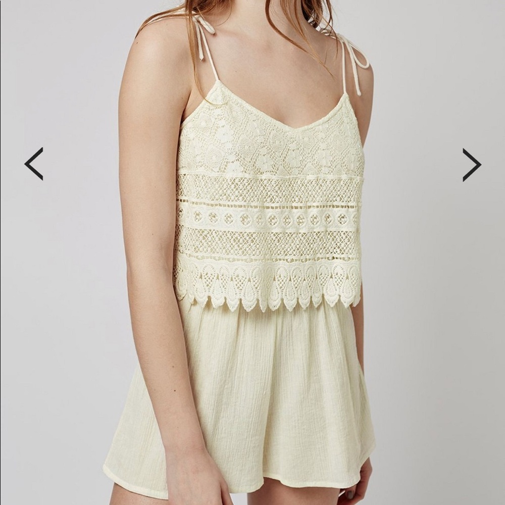 Topshop Cream Crochet Romper - Picture 6 of 6